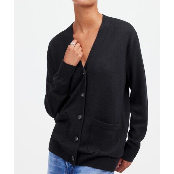 Madewell Sweaters - Madewell Merino Wool Boyfriend Cardigan Black Relaxed Fit Sz XS NEW Preppy